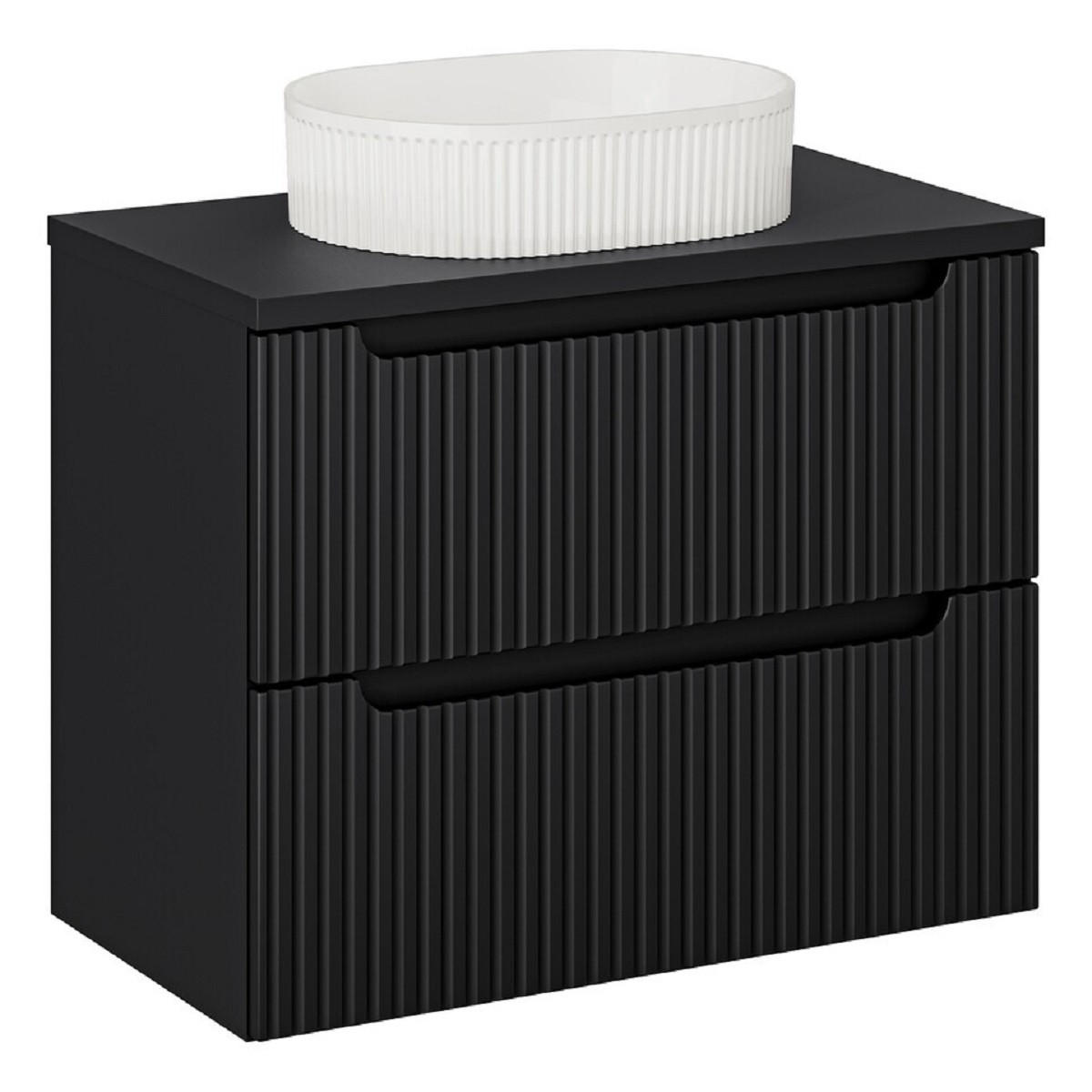 WASCHTISCHKOMBI 80 cm 3Teile - Nova Black N BM127 in Schwarz/Matt - Schwarz, Holz (80/57/40cm)