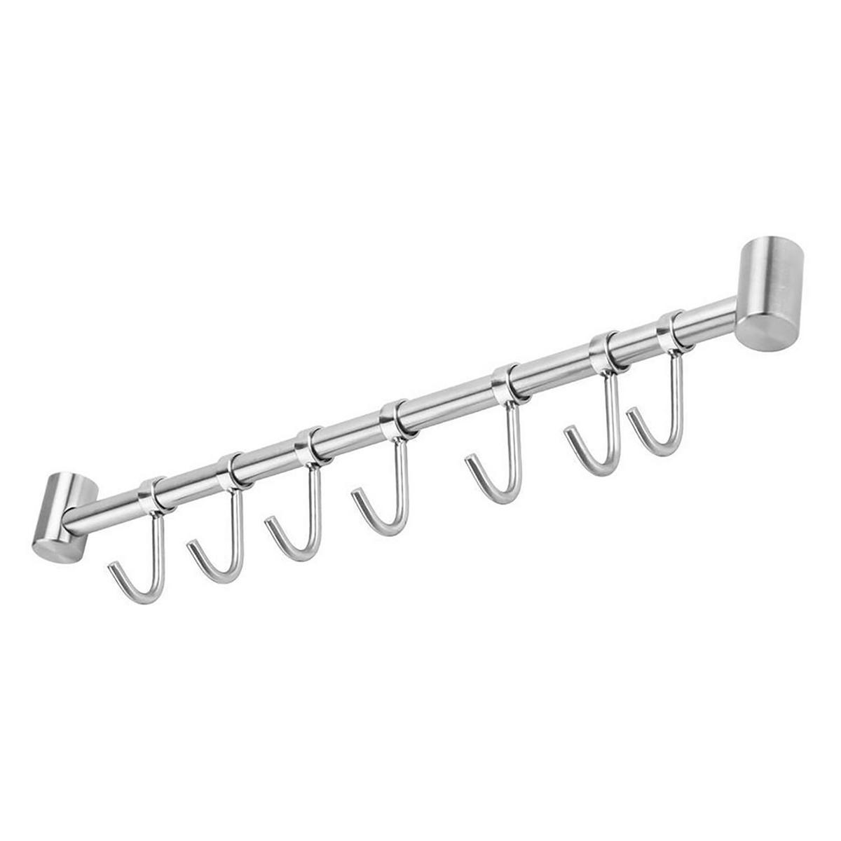 KÜCHEN HÄNGELEISTE mit 7 Haken - Silberfarben, Metall (3.4/2.2/39.6cm) - Intirilife