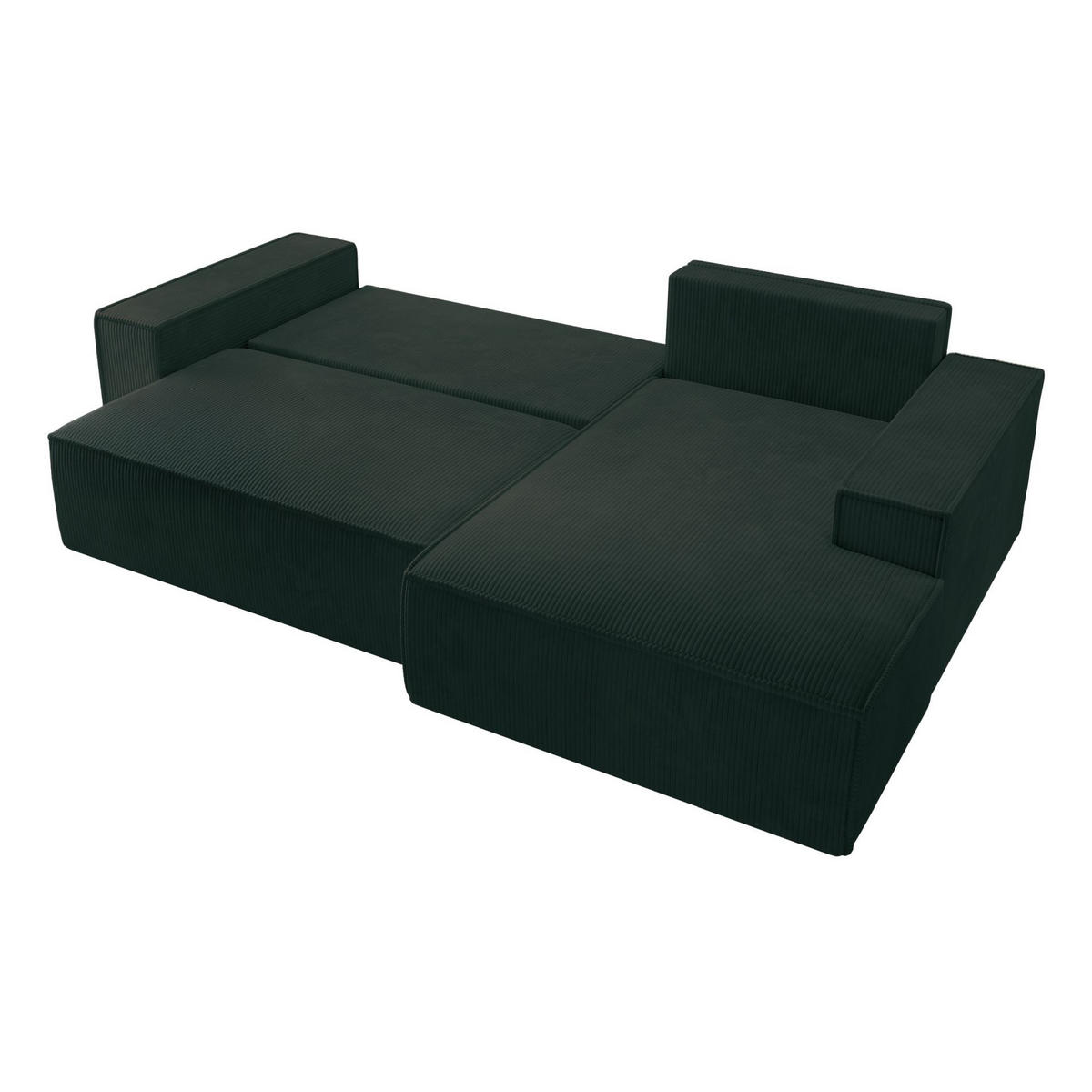 ECKSOFA Farese Dunkelgrün Cordbezug - Schwarz/Grün, Kunststoff/Textil (267/167cm) - Selsey