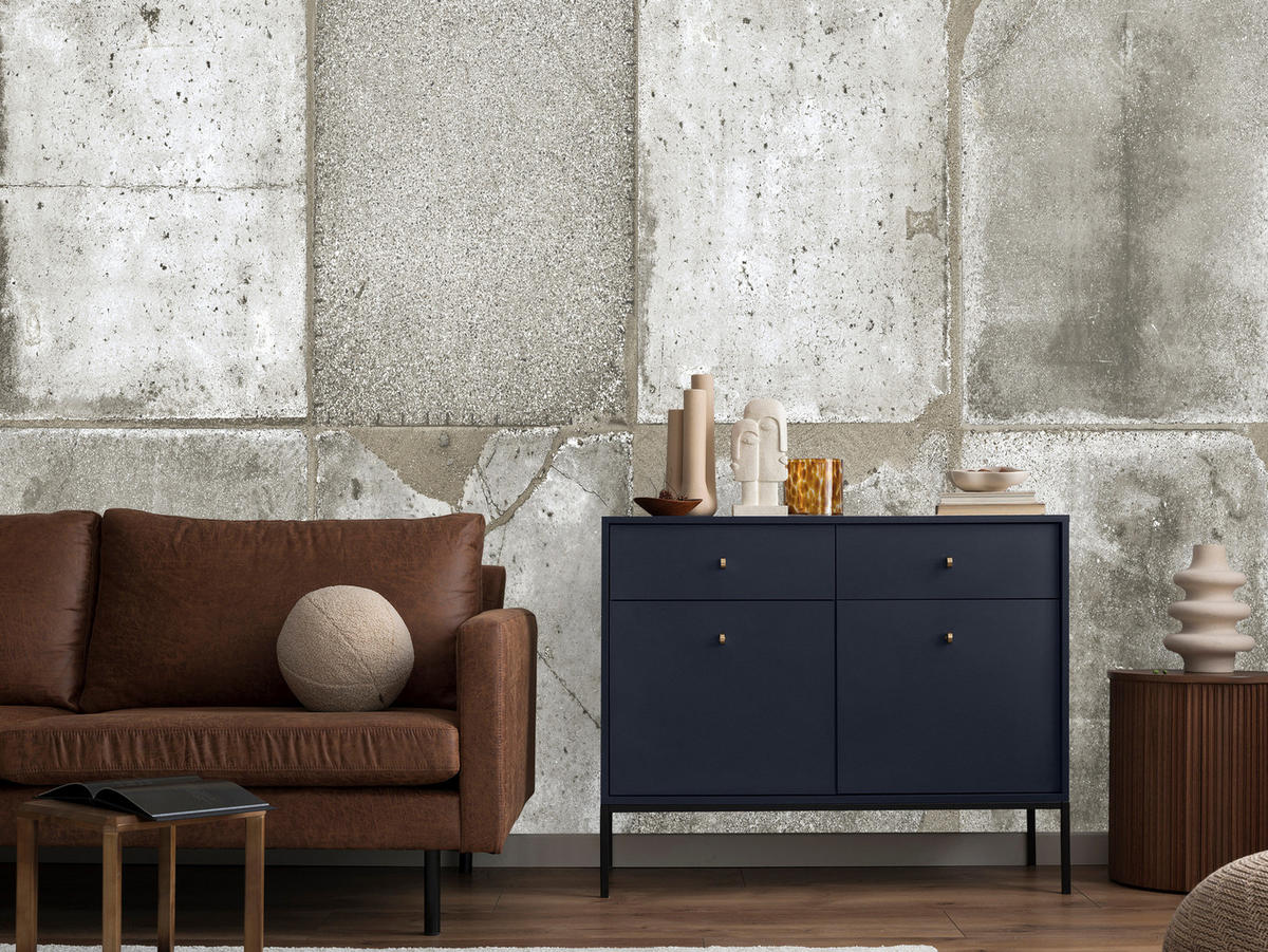 FOTOTAPETE Abstrakte Betonplatten Optik Vintage Grau Industrie 300x210 - Grau, Papier (300/210cm) - Muralo