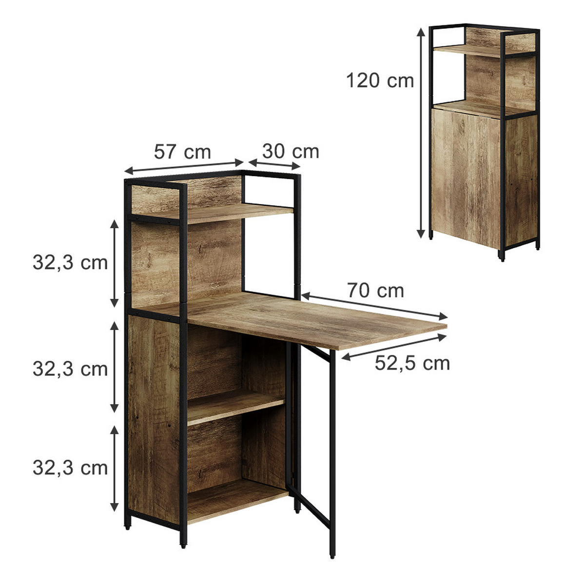 PSACÍ STŮL Savio Rustikální dub - divoký dub, kompozitní dřevo (30/57/120cm) - Vicco