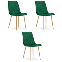 ESSZIMMERSTUHL 3-er Set TURIN dunkelgrüner Sitz, Beine in Holzfarbe - Dunkelgrün/Eichefarben, Textil (44.5/88.5/53cm) - Valora