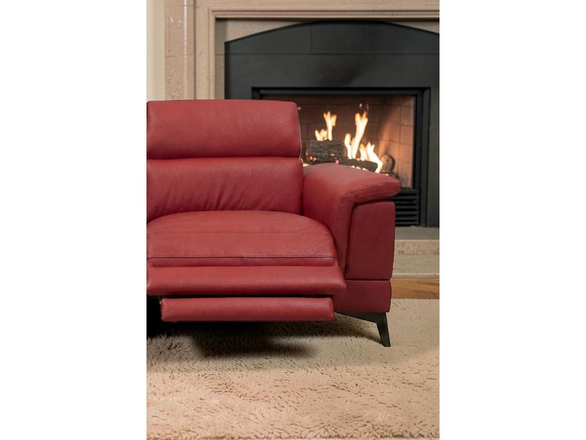 3-SITZER Sofa Planet Echtleder mit 1 x Relaxfunktion Rot - Rot, Leder/Metall (200/80/110cm)