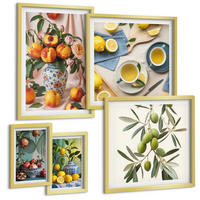 BILDER SET 5er Set - 50x50 cm & 20x30 cm & 40x60 cm Goldrahmen - Fruchtzusammensetzungen - Goldfarben, Kunststoff (40/60cm) - TULUP
