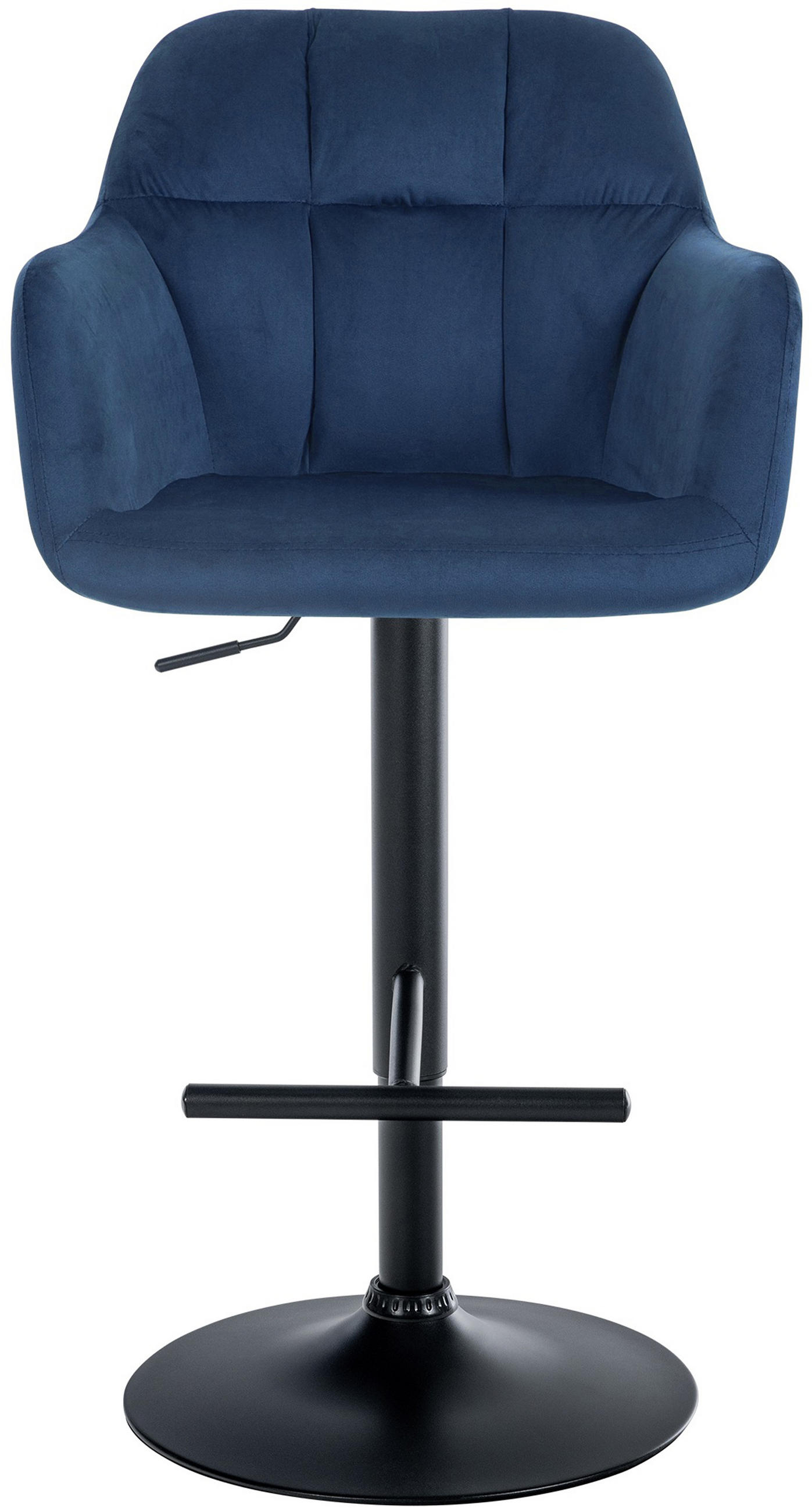 BARHOCKER Nardo Samt schwarz blau - Blau/Schwarz, Textil/Metall (57/118/59cm) - TPFLiving
