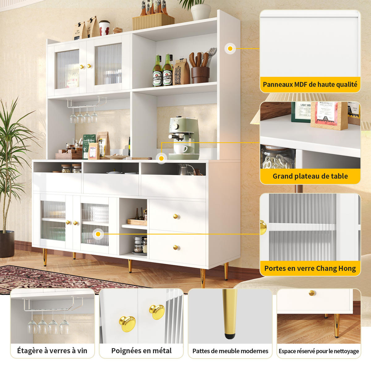 HOCHSCHRANK 145x39x171cm Esszimmer Weiß - Weiß, Holzwerkstoff (145/171/39cm) - FLIEKS