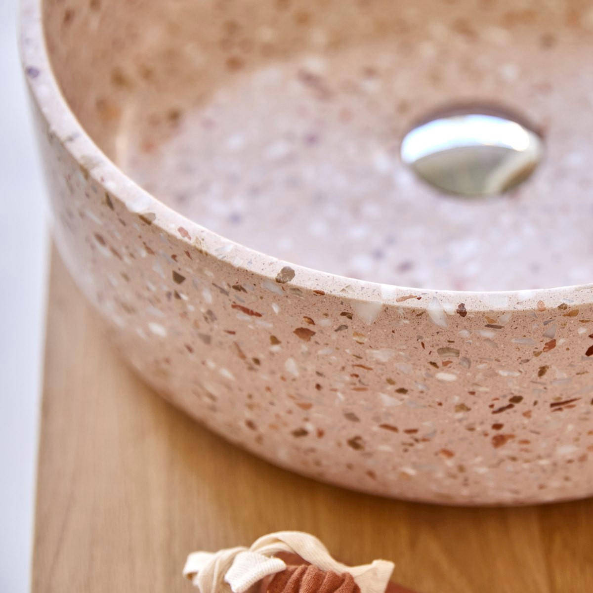 WASCHBECKEN Milos Rosa aus Premium-Terrazzo - Pink, Stein (40/14/40cm) - Tikamoon