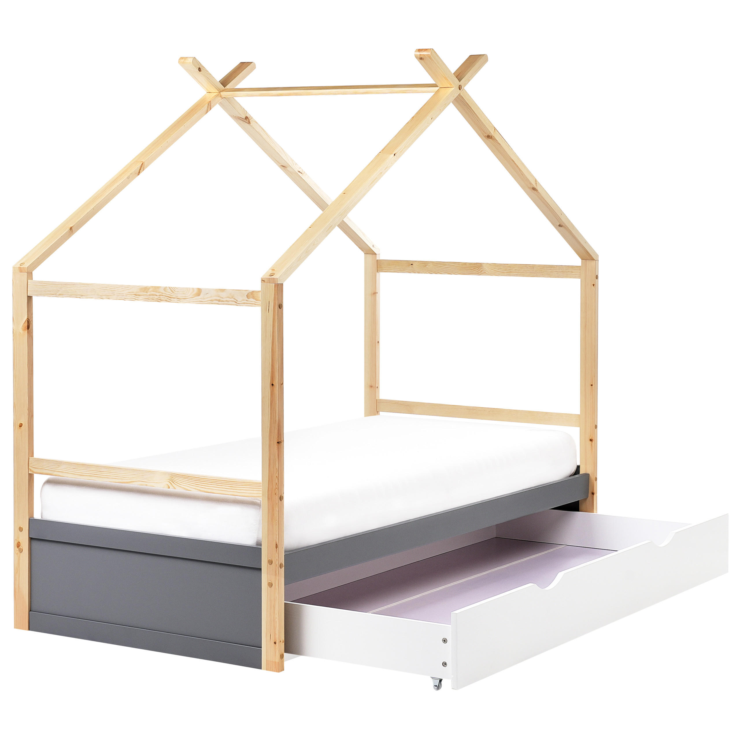 KINDERBETT 90x200 cm Grau Orgeval - Grau, Holz (90/200cm) - Beliani