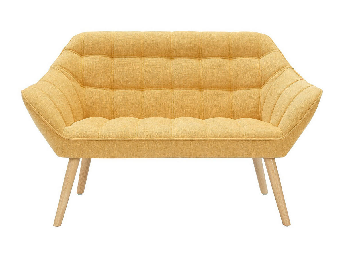 SOFA 2-Sitzer - Stoff - Senfgelb - CASERTA - Gelb, Textil (127/77/73cm) - Vente-Unique