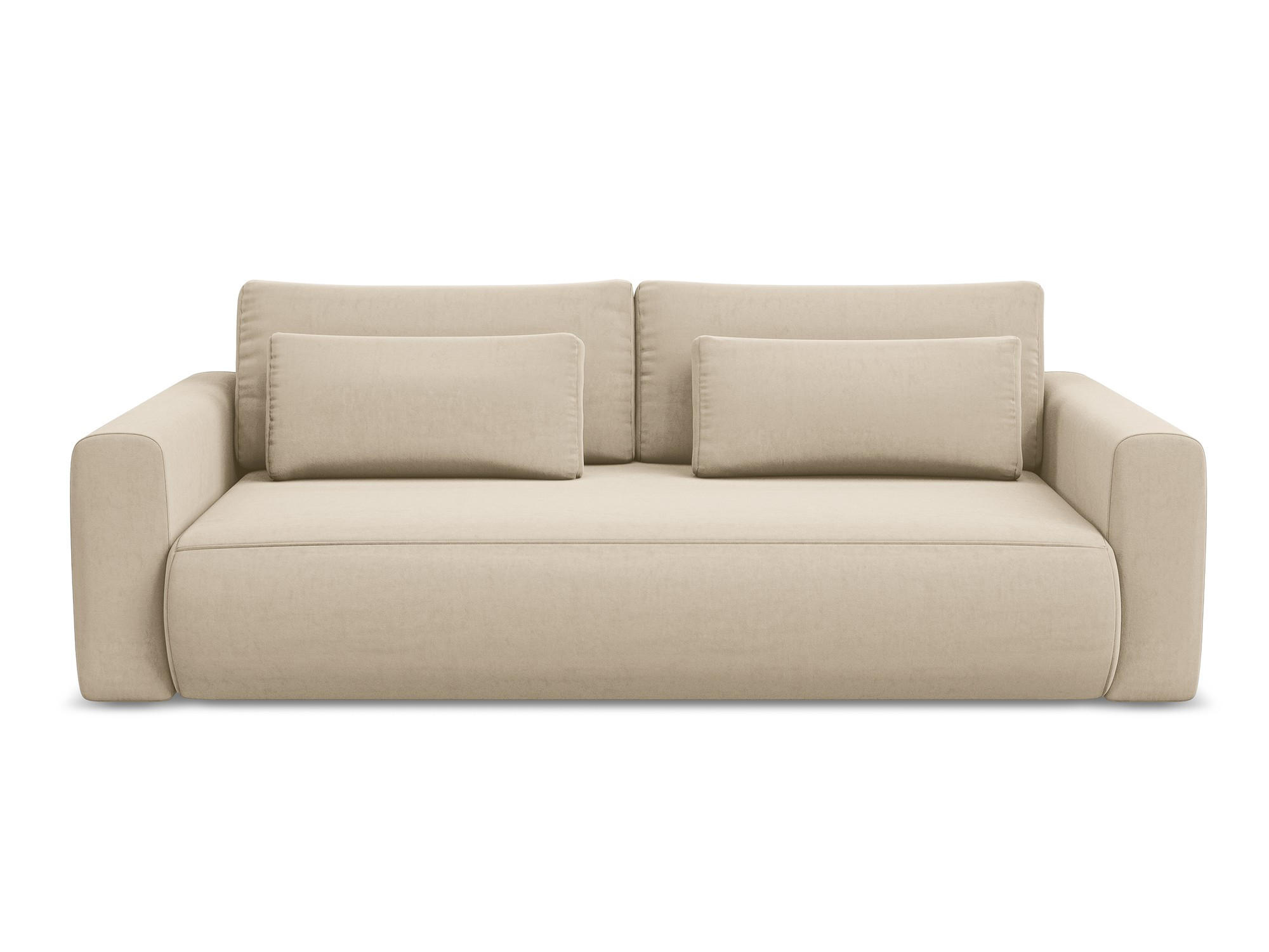3-SITZER SOFA mit Schlaffunktion Samt Stoff Beige - Beige/Creme, Kunststoff/Textil (238/82/105cm) - Makamii