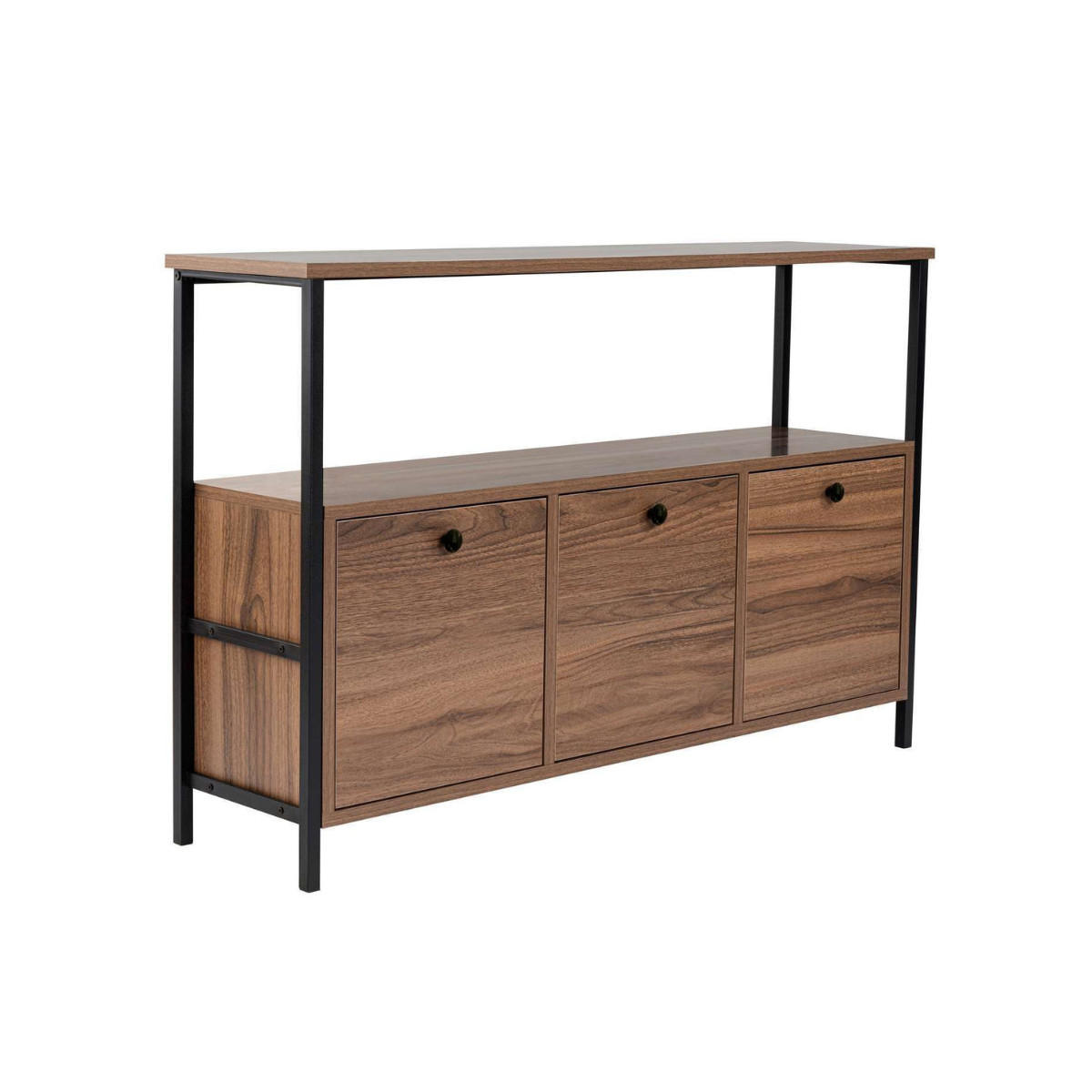 SIDEBOARD mit 3 Türen und 1 oberer Ablagefläche 120/29,5/77 cm - Schwarz, Holzwerkstoff (29.5/77/120cm) - Calicosy