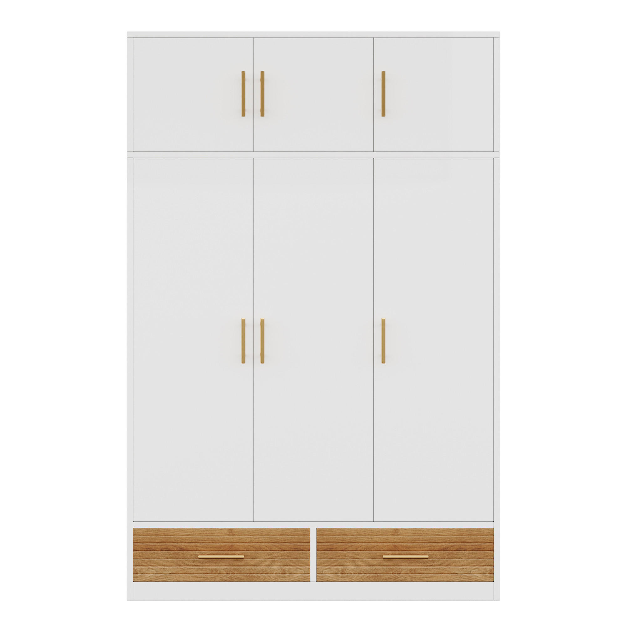 KINDERKLEIDERSCHRANK 120x50x180cm Weiß mit Oberfach und Schubladen - Weiß, Holz (61.6/13.49/133.3cm) - Raelunyi