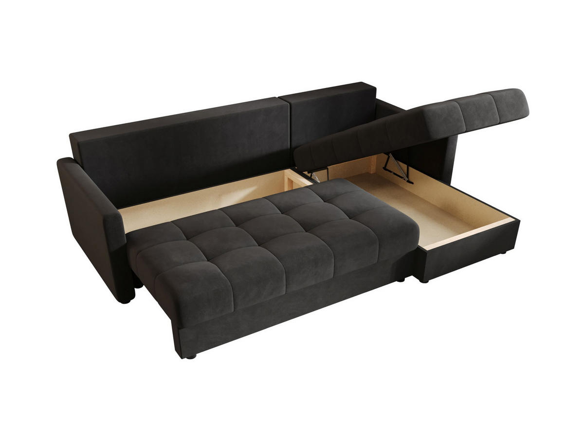 ECKSOFA MOS L BIS Itaka 27 Rechts mit Schlaffunktion - Dunkelgrau, Textil (220/143cm) - Bedante