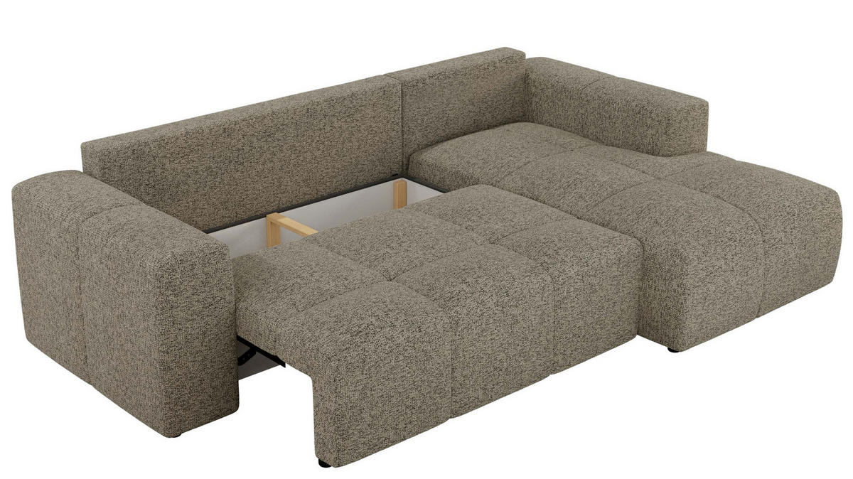 ECKSOFA MONIVA Dunkelbeige Strukture - Rechts - Taupe/Beige, Textil (266/164cm) - MKS