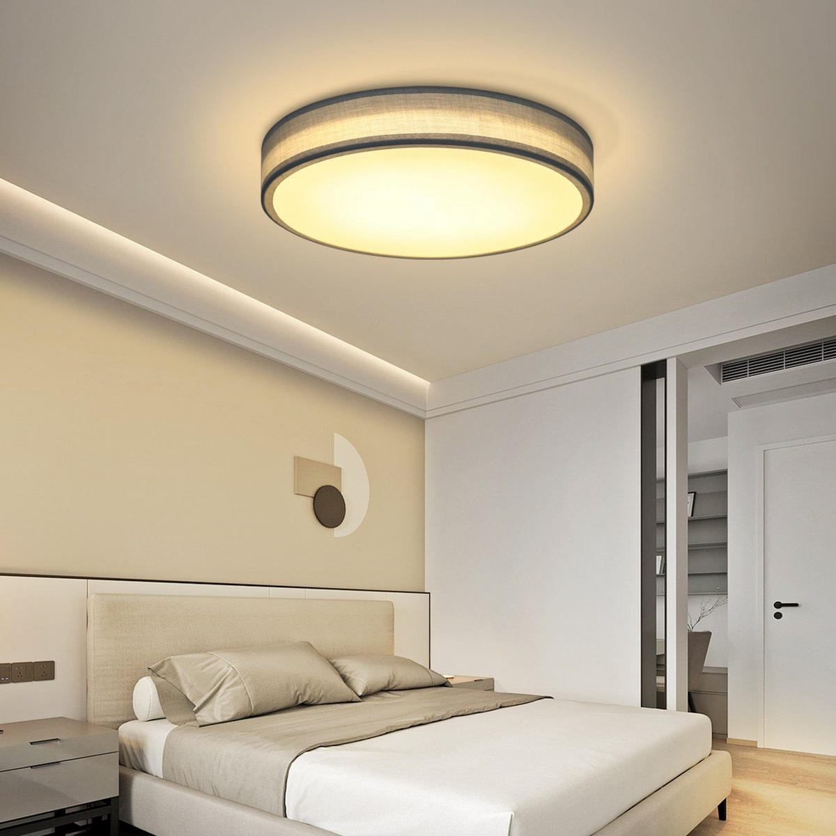 LED-DECKENLEUCHTE Alvira 30/30/6 cm - Grün, Textil (30/30/6cm) - Nettlife