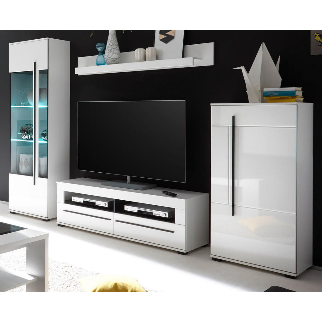 Thumbnail - Furn.Design Wandboard, Weiß Hochglanz, Holzwerkstoff, Nachbildung, Uni, 150x20x18 cm, Wohnzimmer, Regale, Wandboards