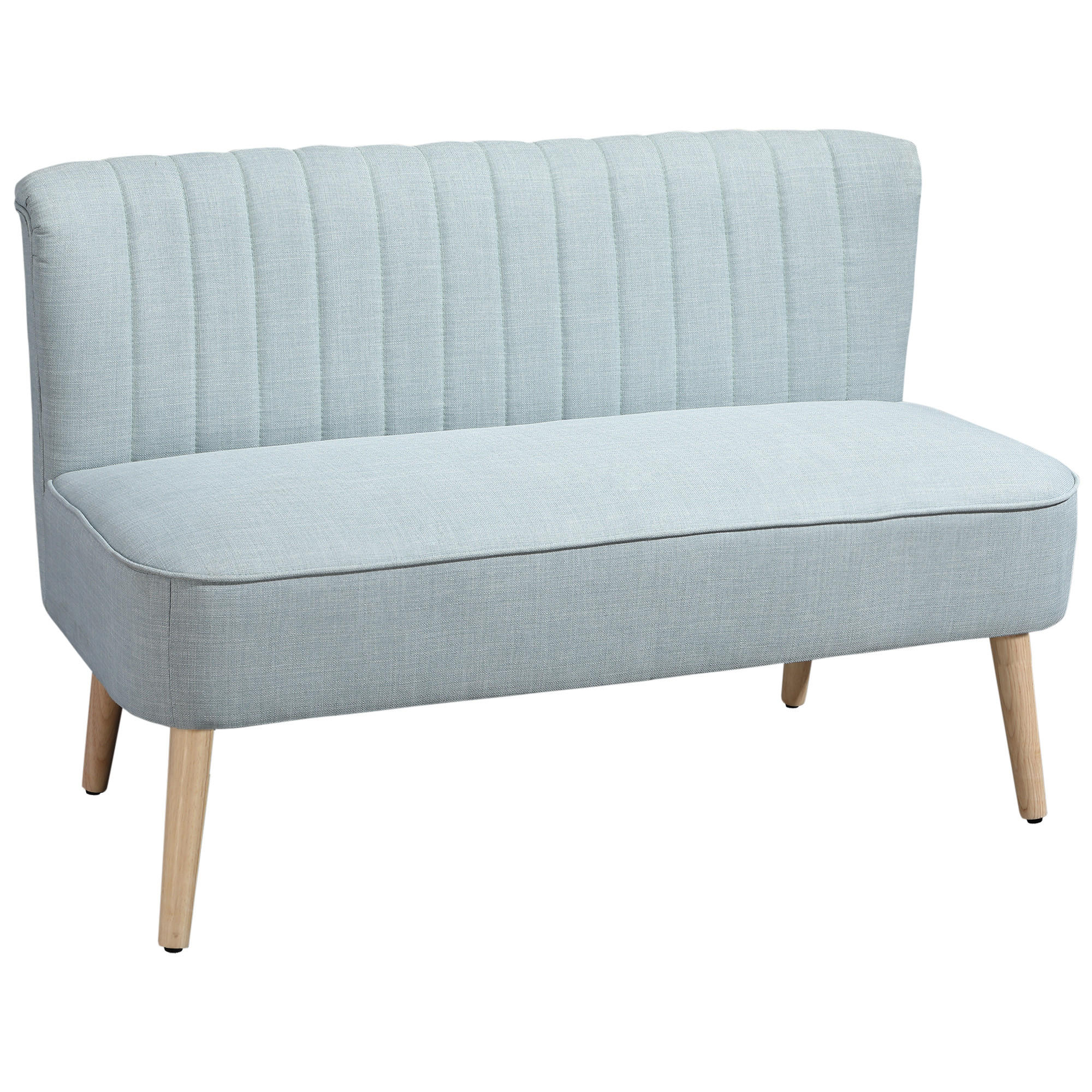 SOFA 2-Sitzer Couch Stoffsofa Sitzmöbel Polstersofa Loungesofa breit Hellgrün - Hellgrün/Naturfarben, Holz/Textil (56.5/77/117cm) - HOMCOM