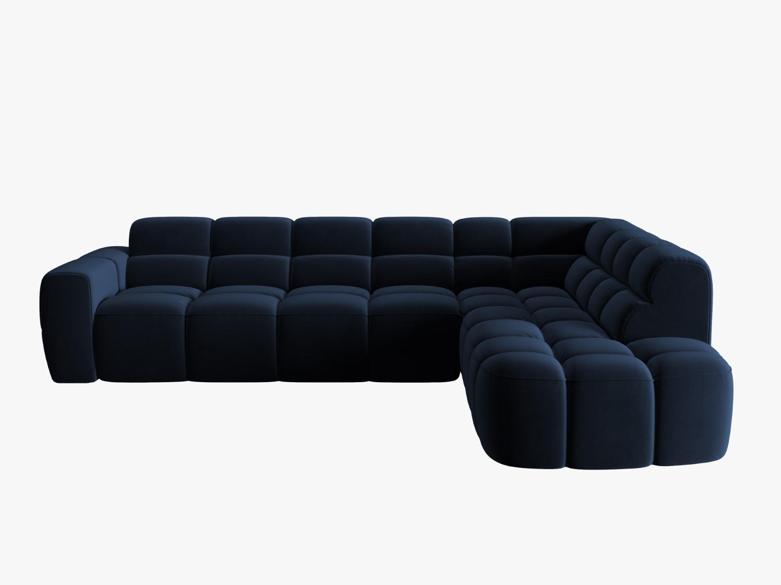 ECKSOFA rechts Lisa aus Samt königsblau 5 Sitzplätze - Dunkelblau, Textil (234/293cm) - Micadoni