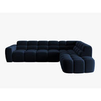 ECKSOFA rechts Lisa aus Samt königsblau 5 Sitzplätze - Dunkelblau, Textil (234/293cm) - Micadoni