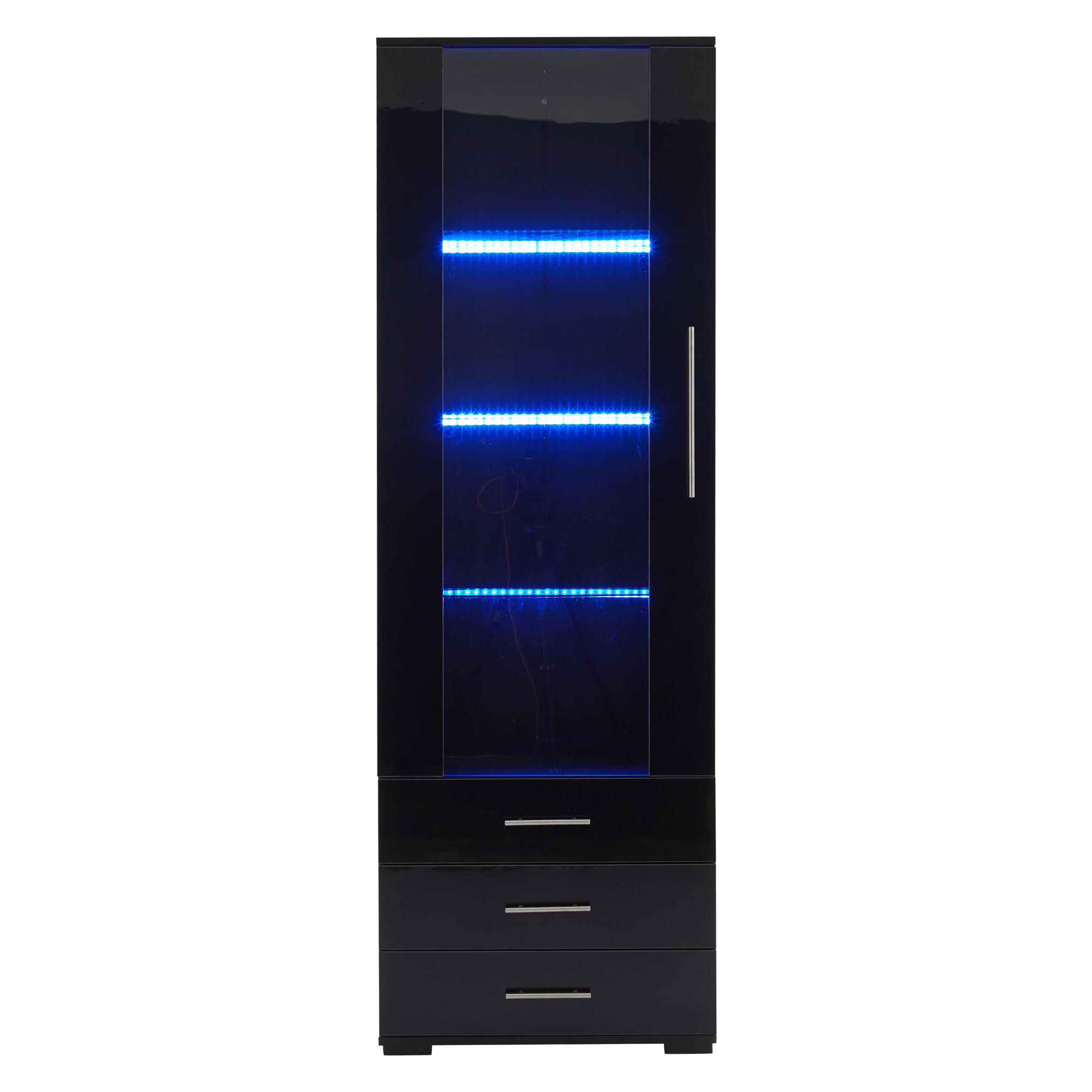 VITRINE Schwarz 60/35/180 cm - Schwarz, Holzwerkstoff (60/180/35cm) - PANGIVO