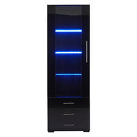 VITRINE Schwarz 60/35/180 cm - Schwarz, Holzwerkstoff (60/180/35cm) - PANGIVO