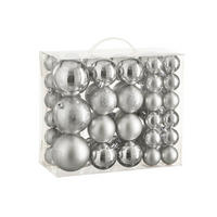 WEIHNACHTSORNAMENTE 46er-Set runde Ornamente silber Mix 4,6,8 cm - Silberfarben, Kunststoff (8/8/8cm) - LAALU