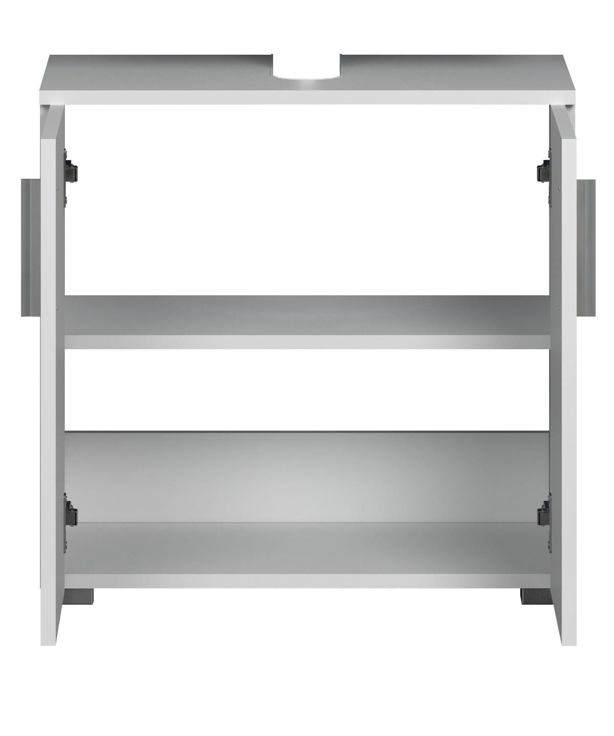 WASCHBECKENUNTERSCHRANK weiß Hochglanz, Badschrank 60 x 58 cm - Weiß Hochglanz/Silberfarben, Holzwerkstoff/Kunststoff (60/58/34cm) - Top.Furn
