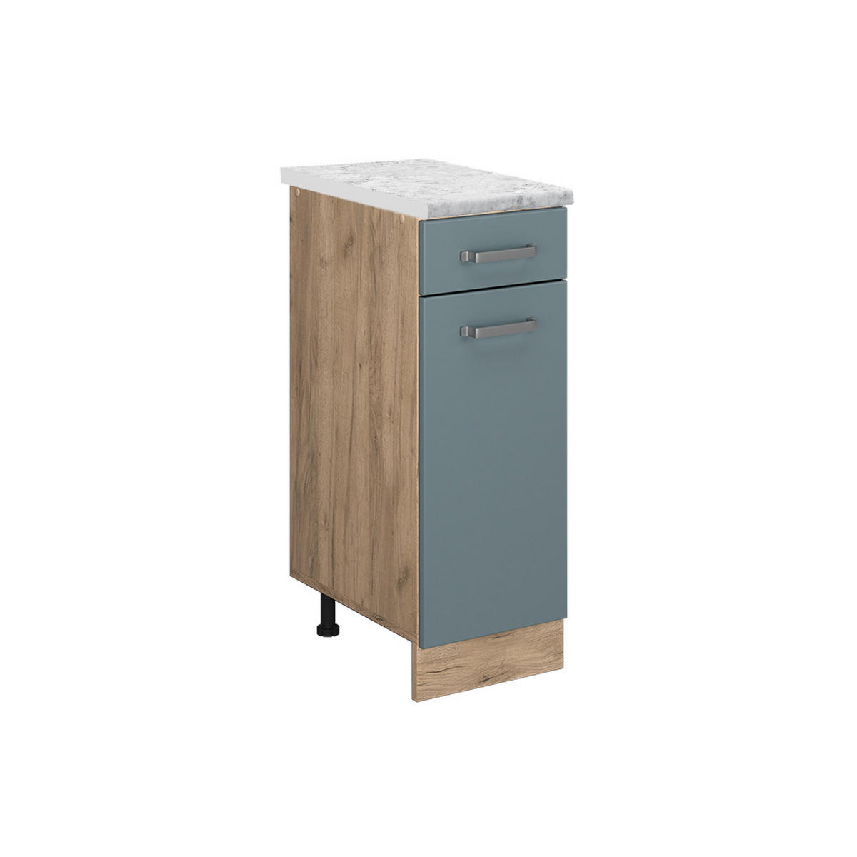KÜCHENUNTERSCHRANK R-Line Blau-Grau 30 cm AP Marmor - Honigeiche/Eiche Wotan, Holzwerkstoff (30/81.6/60cm) - Vicco