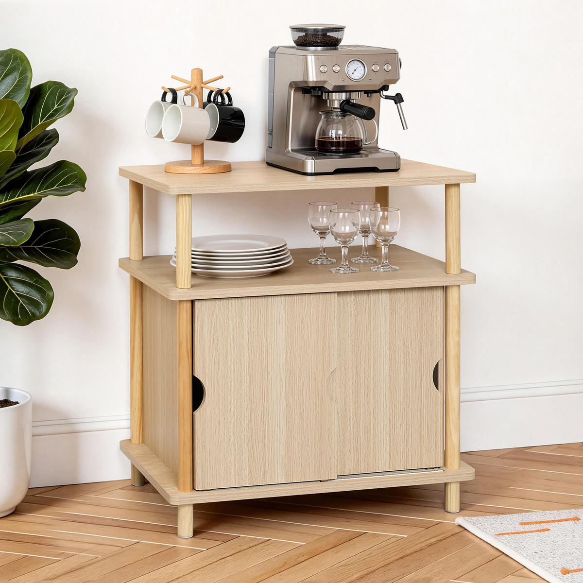SIDEBOARD | B60 x T35 x H60 cm - Eichefarben, Holz/Holzwerkstoff (60/60.5/35cm) - Hometopia