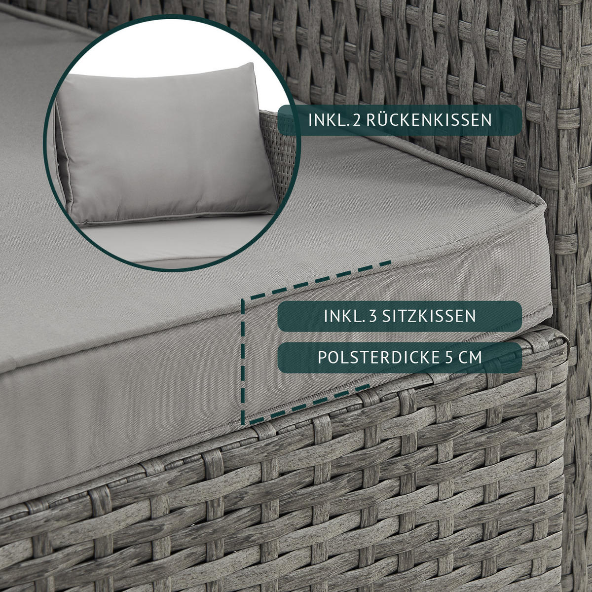 SITZGRUPPE Athina Grau - Grau, Kunststoff - SVITA