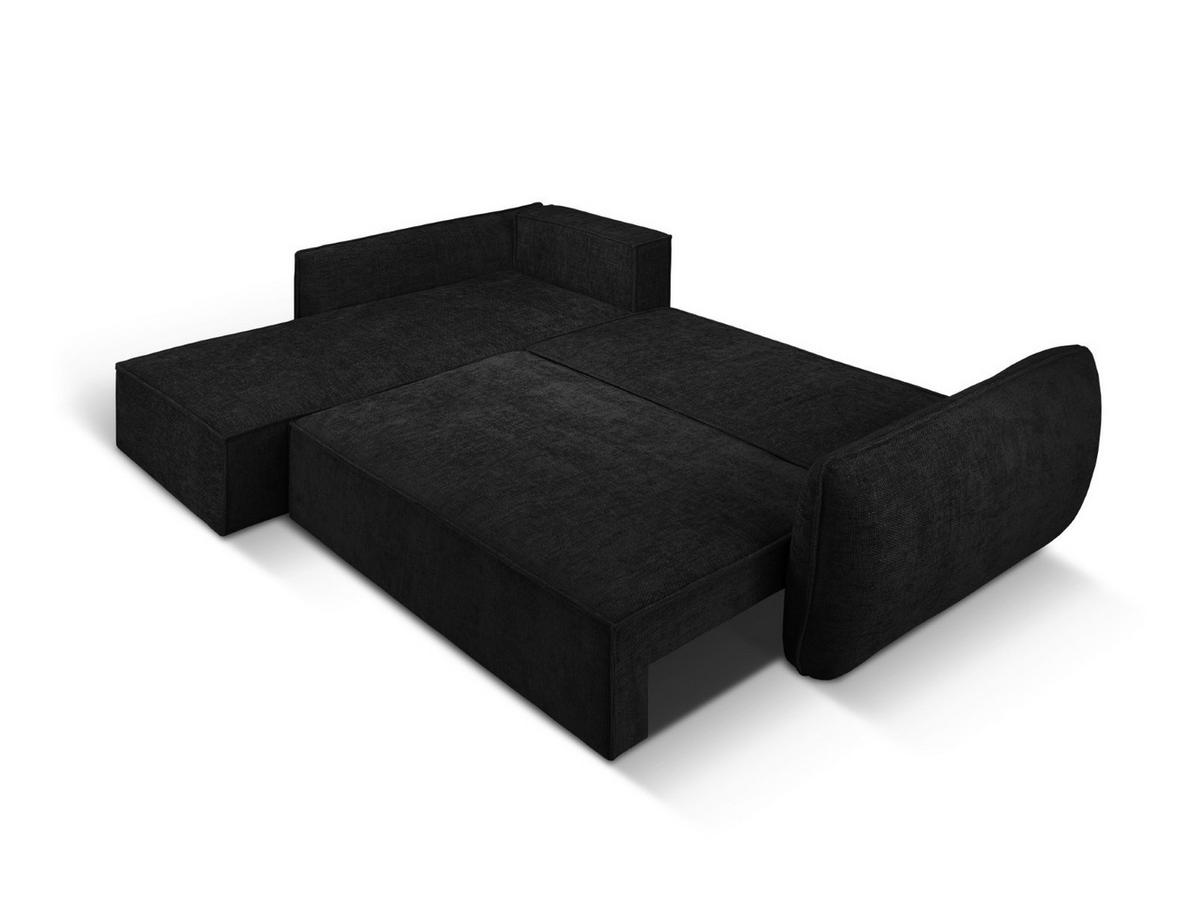 AUSKLAPPBARES-ECKSOFA links mit Container Kaelle aus Chenille-Stoff schwarz 4 Sitzplätze - Schwarz, Textil (165/252cm) - Micadoni
