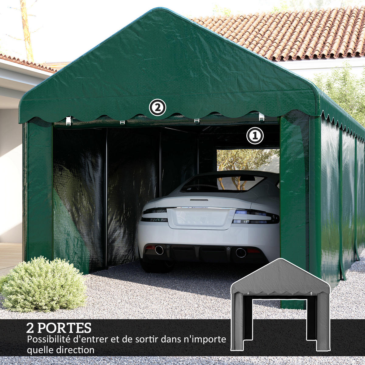 FAHRRADGARAGE DE-16852 3x6m mit 2 Rolltüren Grün - Grün, Metall (300/280/594cm) - ComfortXL