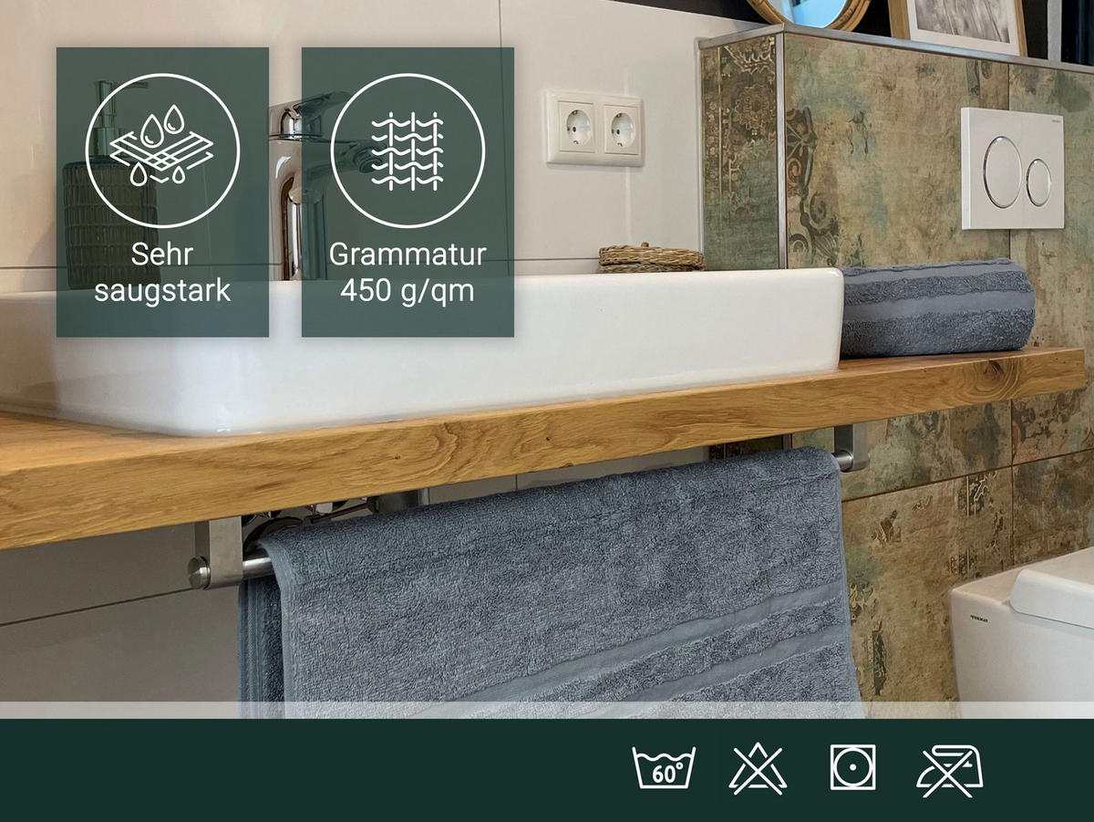 DUSCHTÜCHER, 5er-Set, 70x140 cm, 100% Baumwolle, Grau - Grau, Textil (70/140cm) - Zollner