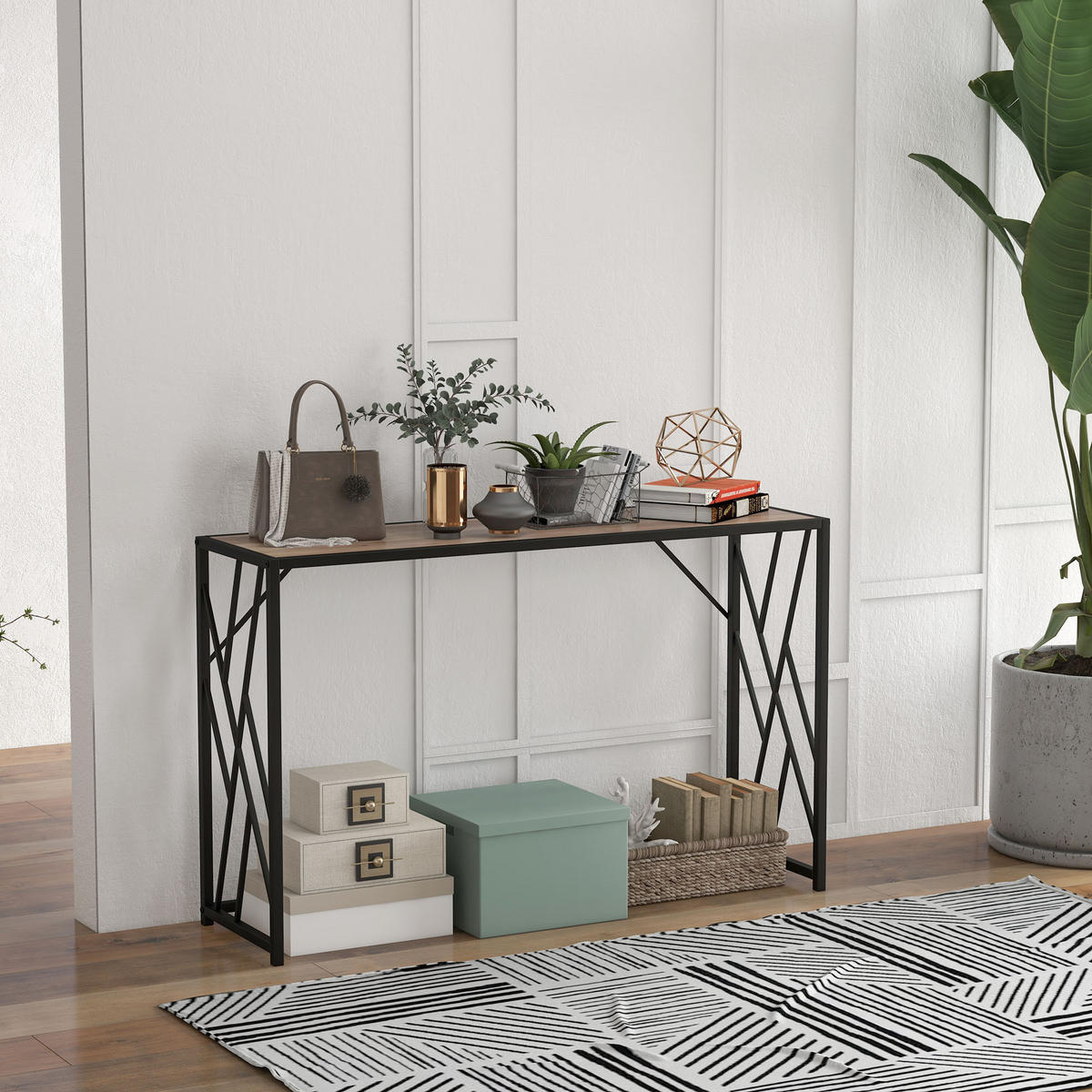 KONSOLENTISCH 120/35/75 cm braun aus Sperrholz mit Metallgestell - Braun, Holz (120/35/75cm) - OKWISH