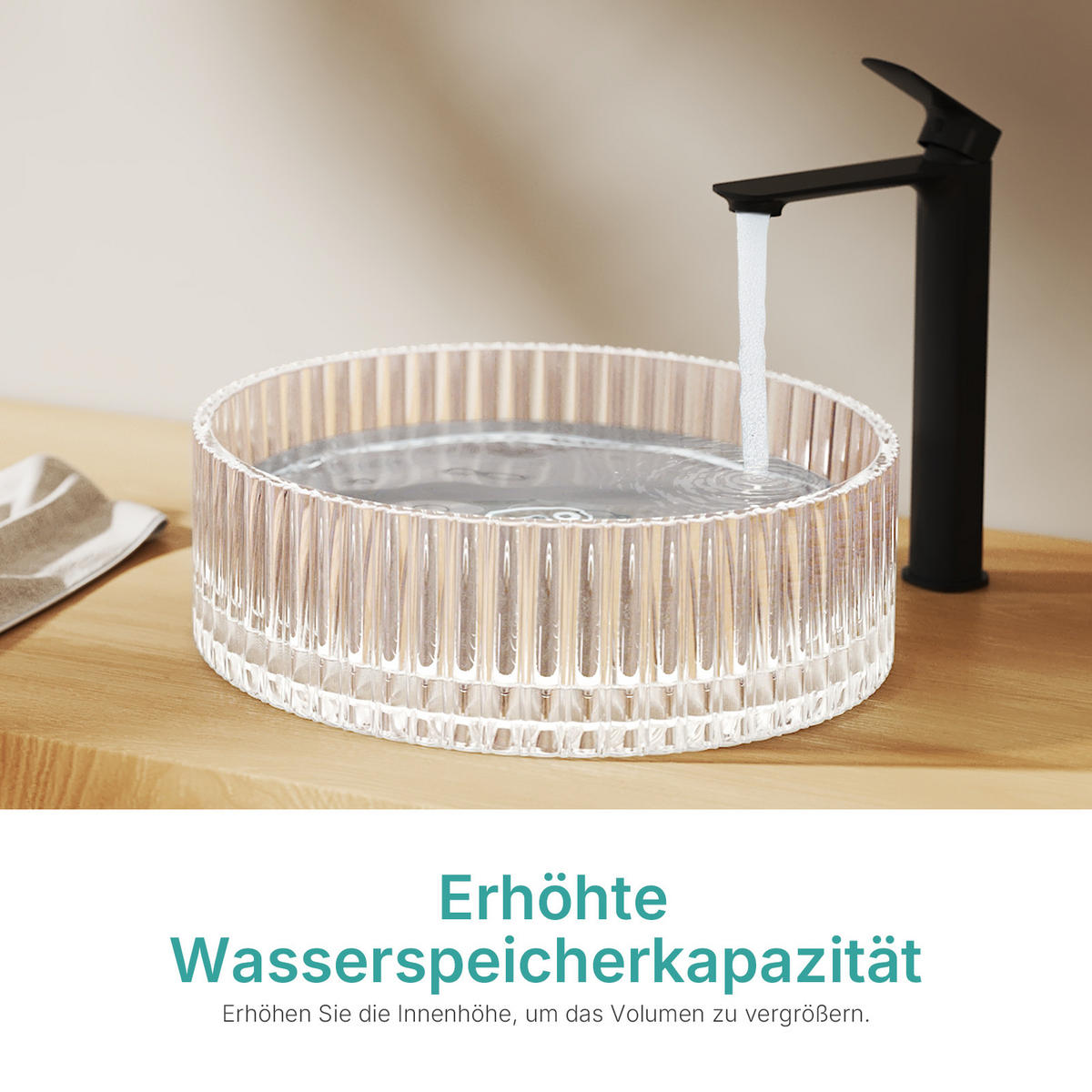 WASCHBECKEN Klarglasspüle Regenbogen Ø40 / 12 cm - Roségold, Glas (40/12/40cm) - EMKE