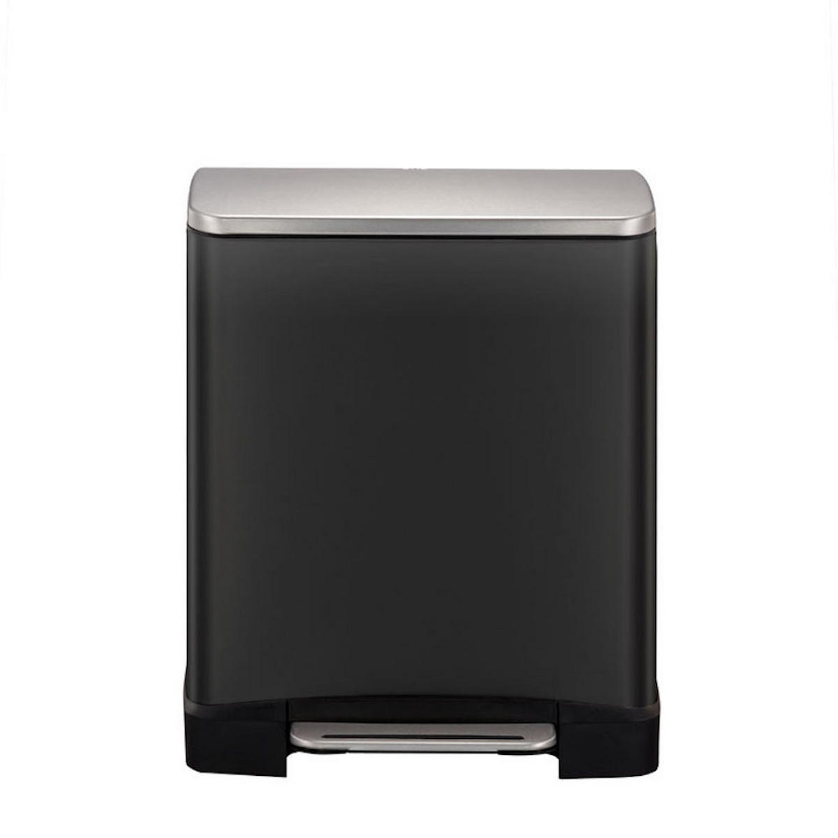 MÜLLEIMER Stilvoller Rechteckiger Mit Extra Breitem Pedal 12 Liter 36 x 29,6 x 26,4 cm Schwarz Deckel Edelstahl - Schwarz, Metall (29.6/36/26.4cm) - PROREGAL