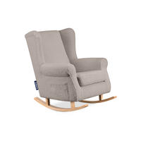 SCHAUKELSESSEL TULES mit Tasche für kleine Gegenstände, beige - Eichefarben/Beige, Eichenholz/Holzwerkstoff (80/105/105cm) - KONSIMO®