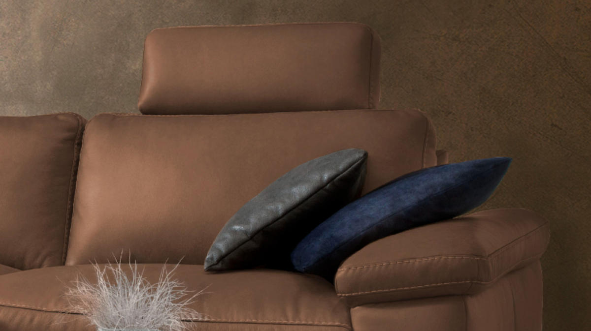 ECKSOFA MOTORISCH. RELAXFUNKTION LOLA Braun Leder - Dunkelbraun/Schwarz, Leder (233/178cm) - KAWOLA