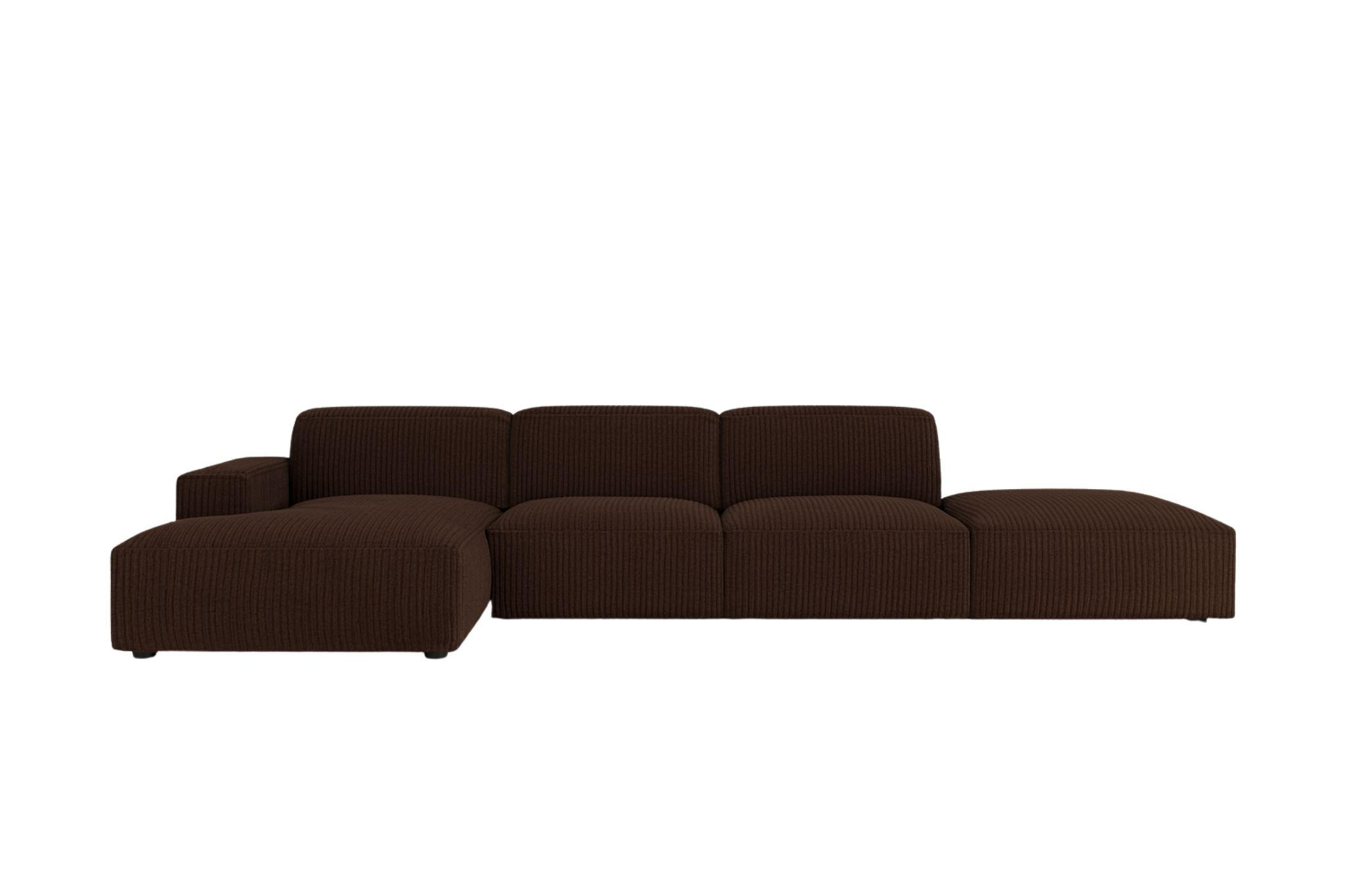 ECKSOFA Cursal L-Form, Stoff Poso, Braun + Hocker, Links - Braun, Holz (341/166cm) - Kaiser Möbel