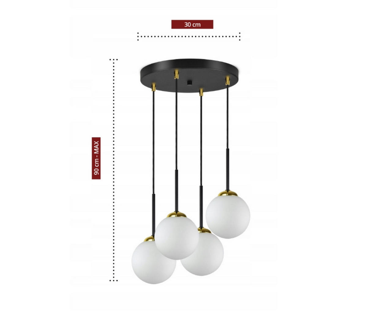 PENDELLEUCHTE Milano Glas - Goldfarben/Schwarz, Glas/Metall (35/35/90cm) - kiki design