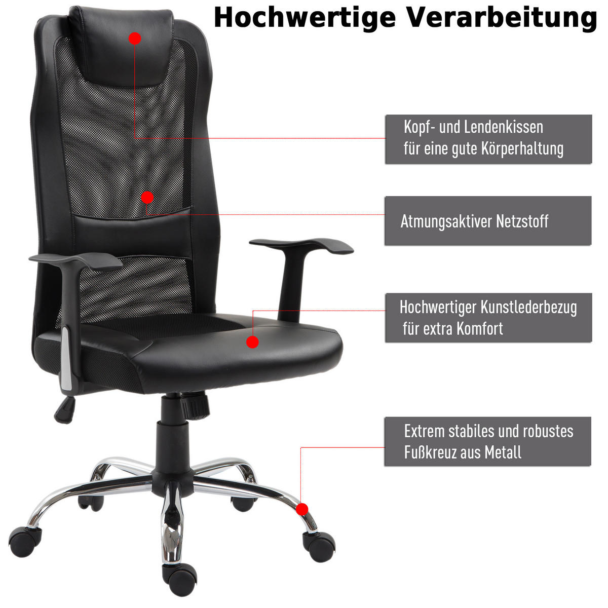 BÜROSTUHL Schwarz - Schwarz, Kunststoff/Metall (66/73/118cm) - Jamb