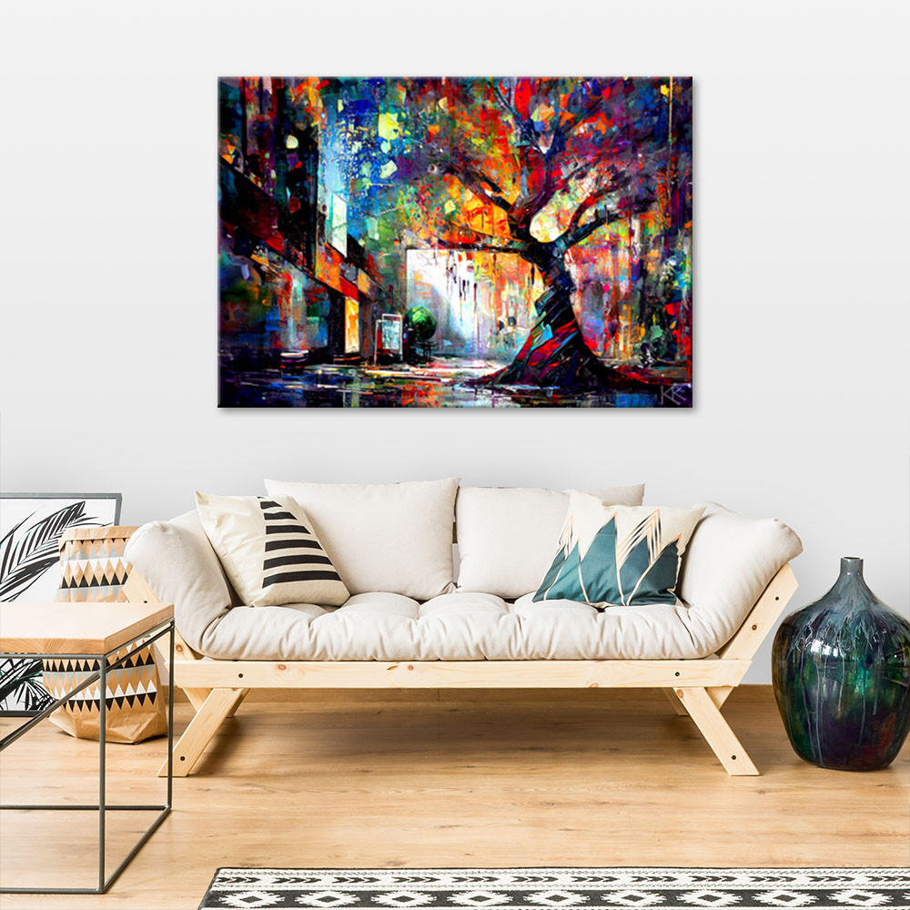 LEINWANDBILD Abstrakter Baum 100x70cm - Multicolor, Textil (100/70cm) - Feeby