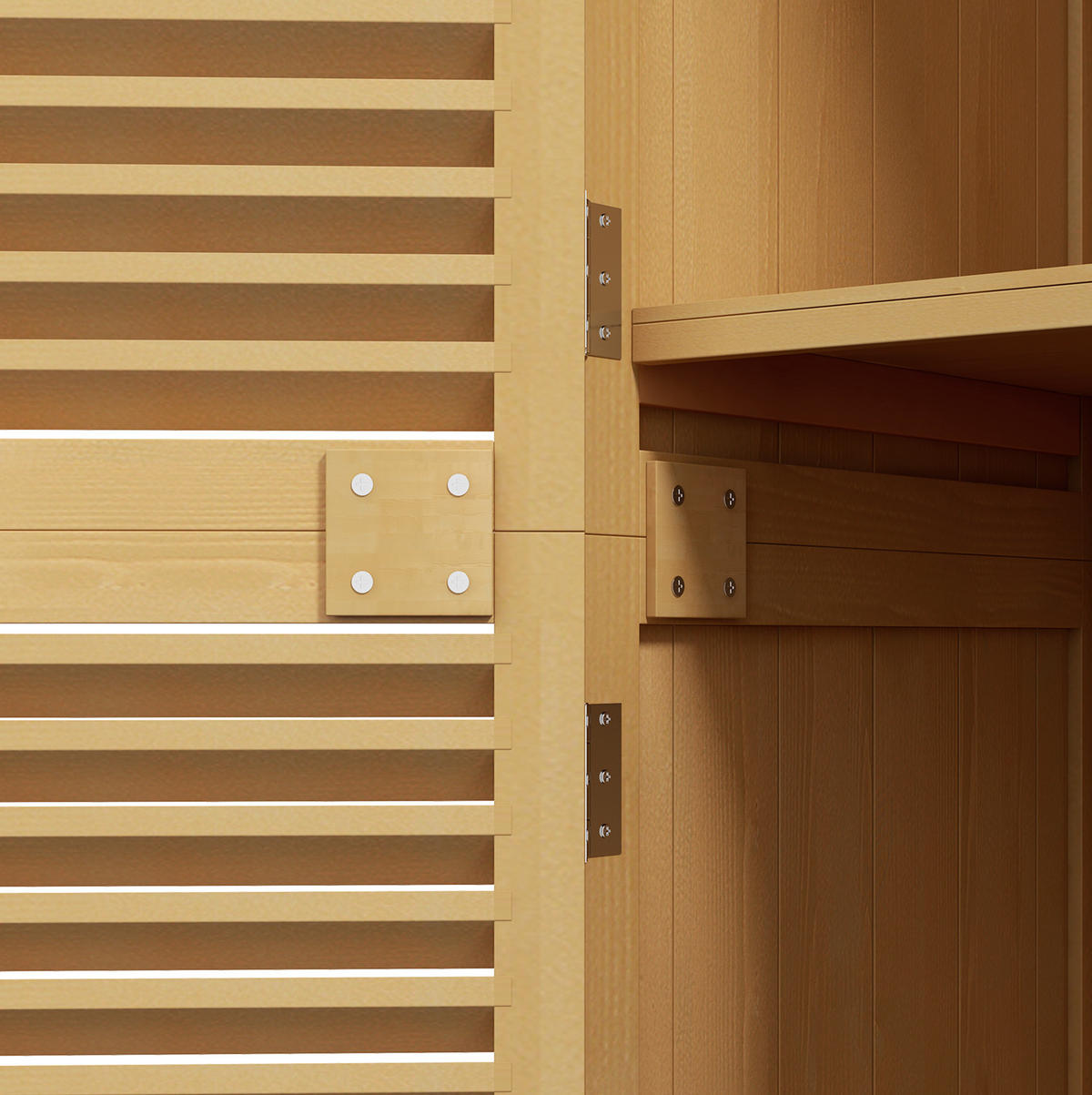 GARTENSCHRANK aus Holz 87x46,5x160cm in Gelb mit Lamellentüren - Gelb, Holz (46.5/160/87cm) - Modfu