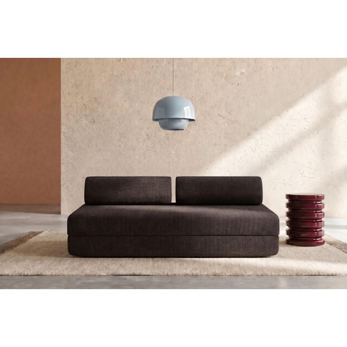 2-3-SITZER-SCHLAFSOFA aus braunem Cord - Braun, Textil (95/70.5/190cm) - Kimo