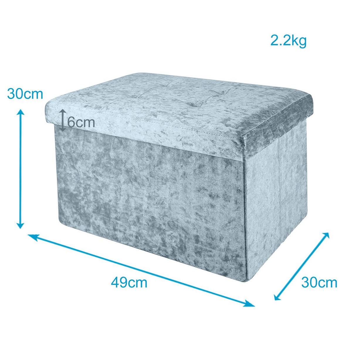 SITZBOX Faltbar mit Samtbezug 49/30/30 cm (Blau) - Blau, Karton (30/30/49cm) - Intirilife