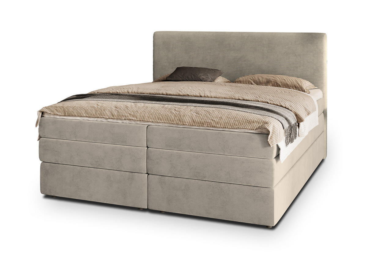 POSTEL BOXSPRING MATERN 140x200 cm, s matrací a úložným prostorem, béžová - béžová, kompozitní dřevo/textil (140/200cm) - MASSENO