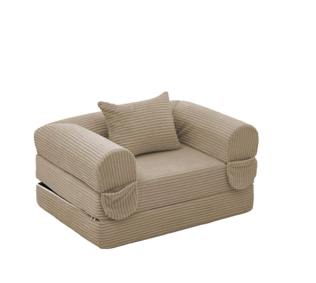 SCHLAFSOFA 2-in-1 Einzelsessel Klappbar Braun Cord - Braun, Kunststoff (85/65/120cm) - Meubliv