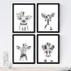 POSTER Set mit 4 Kindertiere mit farbigen Federn A4 Rahmenlos - Klar, Papier (29.7/3cm) - Nacnic