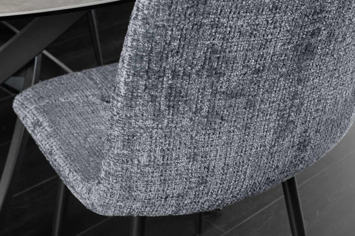 STUHL TRES CHIC Chenille Grau 88 cm - Schwarz/Grau, Textil/Metall (44/88/52cm) - riess-ambiente