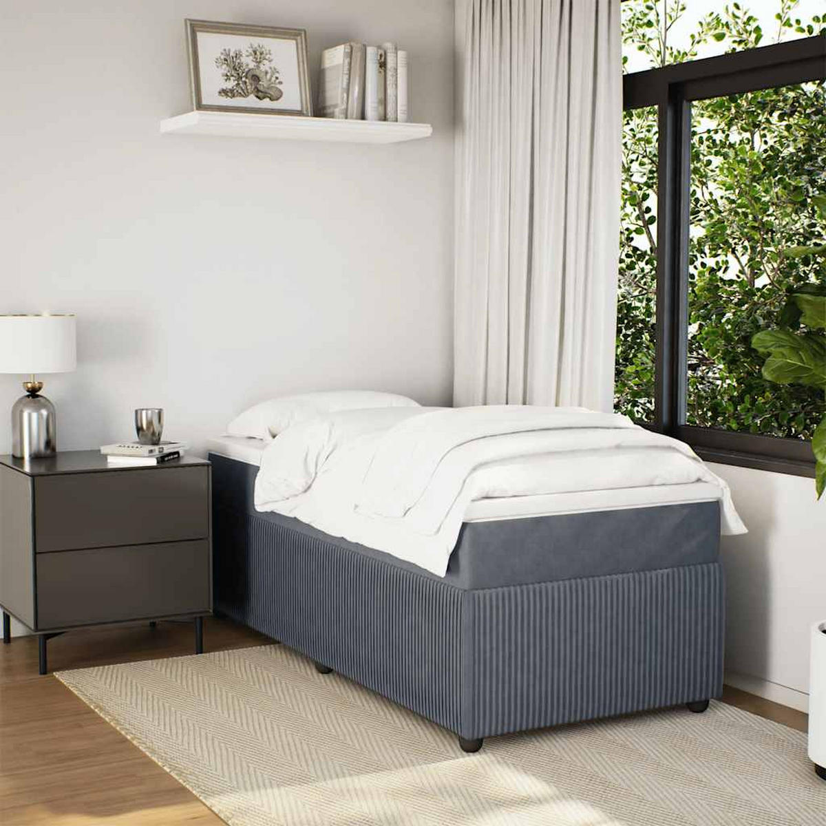 BOXSPRINGBETT 100/200 Cm Grau Samt - Grau, Textil (100/200cm) - vidaXL
